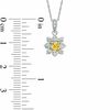 Thumbnail Image 1 of 0.70 CT. T.W. Certified Cushion-Cut Natural Yellow and White Diamond Flower Pendant in 14K White Gold (P/I1)