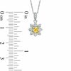 Thumbnail Image 2 of 0.70 CT. T.W. Certified Cushion-Cut Natural Yellow and White Diamond Flower Pendant in 14K White Gold (P/I1)