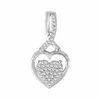 Thumbnail Image 1 of 0.10 CT. T.W. Diamond Heart Cluster Drop Pendant in Sterling Silver