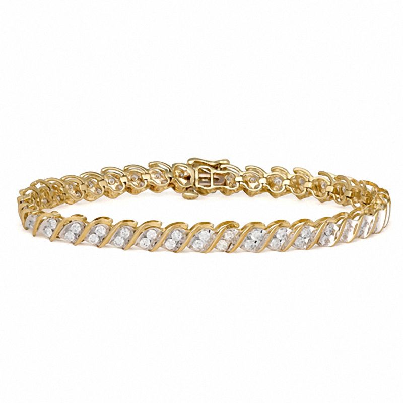 Main Image 2 of 3.00 CT. T.W. Diamond Cascading Tennis Bracelet in 10K Gold - 7.25"