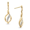 Thumbnail Image 1 of 0.10 CT. T.W. Diamond Open Flame Drop Earrings in 10K Gold