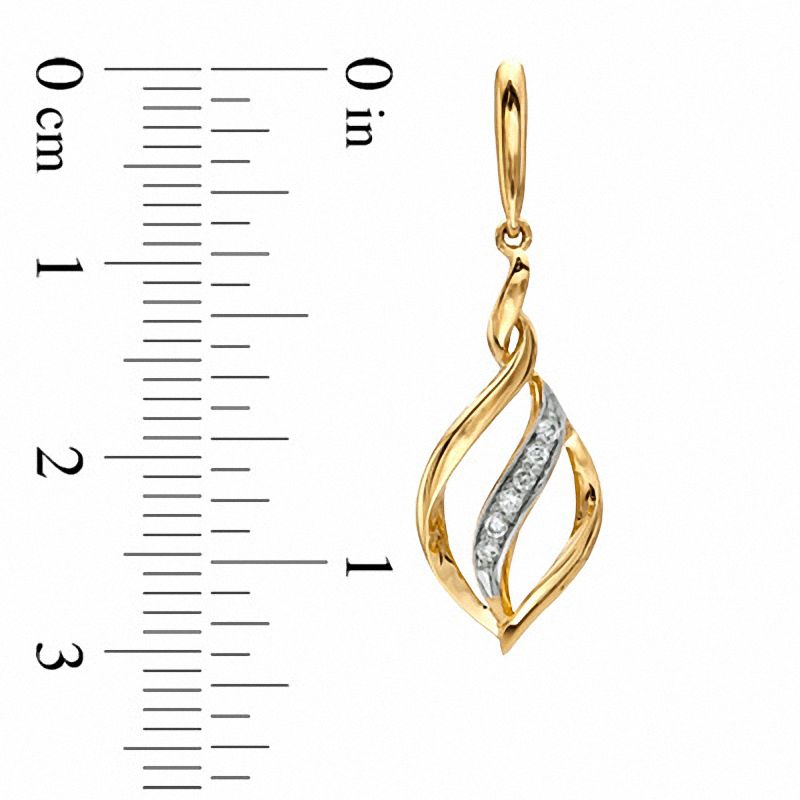 Main Image 2 of 0.10 CT. T.W. Diamond Open Flame Drop Earrings in 10K Gold