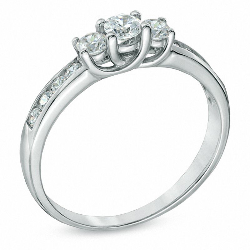 0.50 CT. T.W. Diamond Three Stone Engagement Ring in 10K White Gold