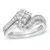 Thumbnail Image 0 of 0.60 CT. T.W. Princess-Cut Quad Diamond Bypass Bridal Set in 10K White Gold