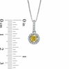 Thumbnail Image 2 of 0.58 CT. T.W. Certified Cushion-Cut Natural Yellow and White Diamond Pendant in 14K White Gold (P/I1)