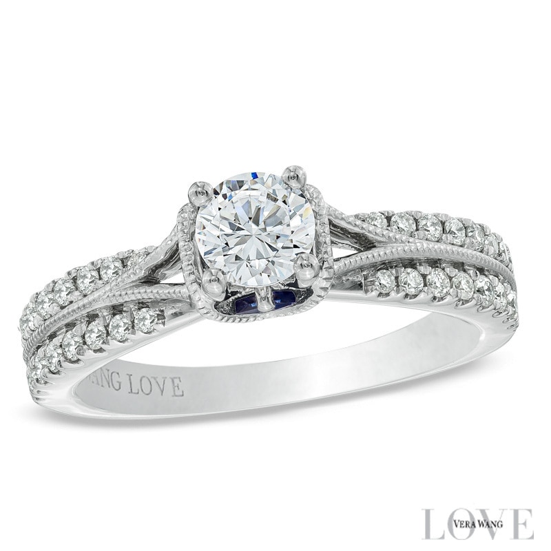 Vera Wang Love Collection 0.70 CT. T.W. Diamond Split Shank Engagement Ring in 14K White Gold