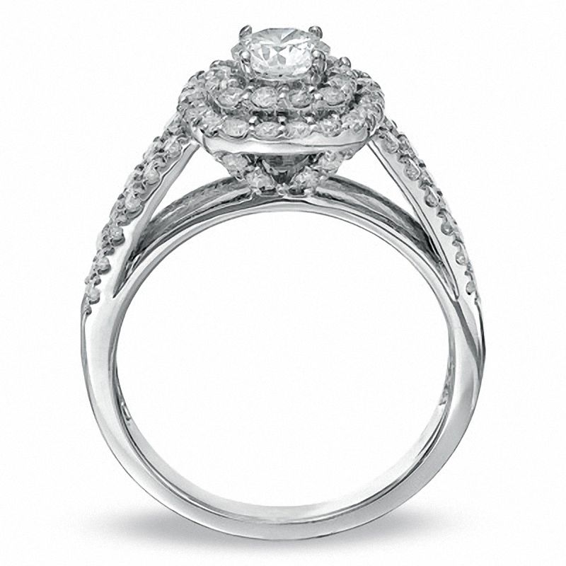 1.47 CT. T.W. Diamond Double Frame Bridal Set in 14K White Gold