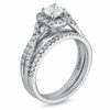 Thumbnail Image 1 of 1.10 CT. T.W. Diamond Frame Twist Shank Bridal Set in 14K White Gold