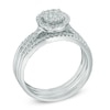 Thumbnail Image 1 of 0.50 CT. T.W. Diamond Cluster Frame Three Piece Bridal Set in 10K White Gold