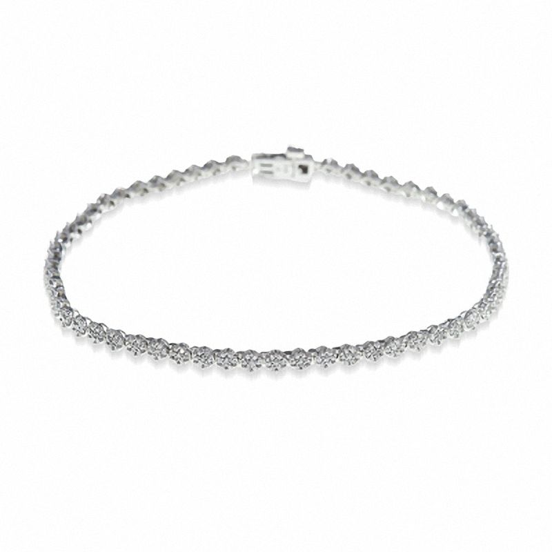 1.00 CT. T.W. Diamond Flower Cluster Bracelet in 14K White Gold