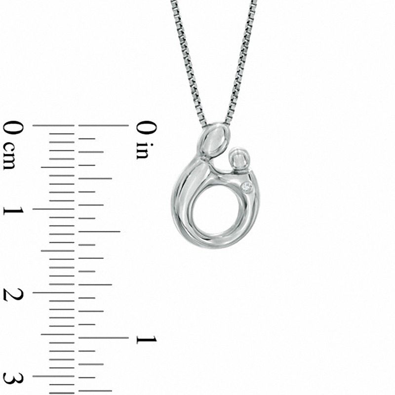 Diamond Accent Solitaire Motherly Love Pendant in Sterling Silver
