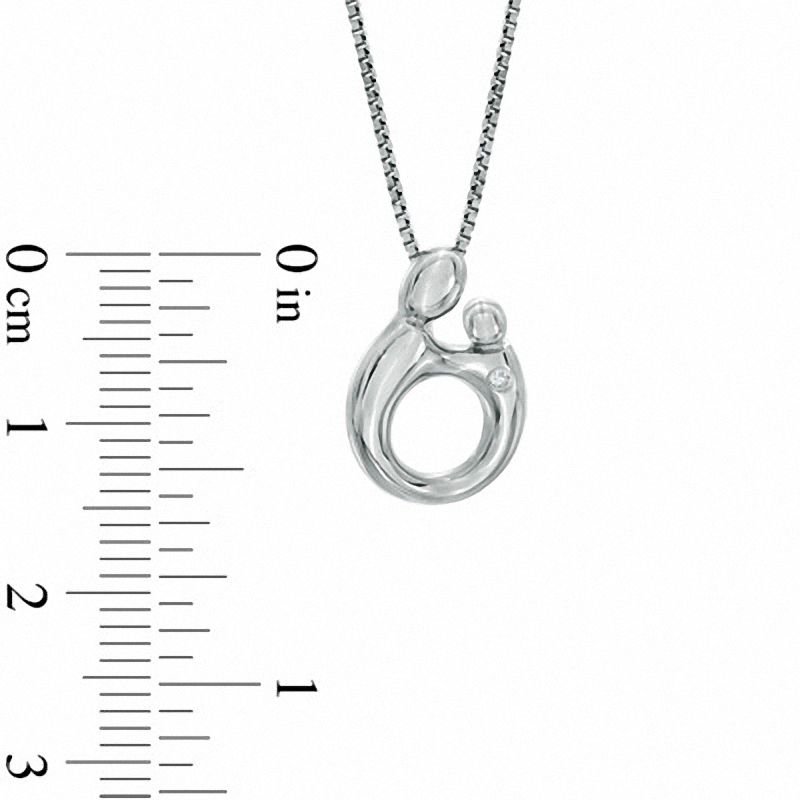 Main Image 2 of Diamond Accent Solitaire Motherly Love Pendant in Sterling Silver
