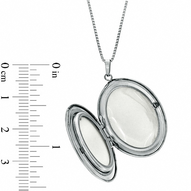 Diamond Accent Floral Oval Locket in Sterling Silver