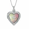 Heart-Shaped Mother-of-Pearl Locket with Cross in Sterling Silver