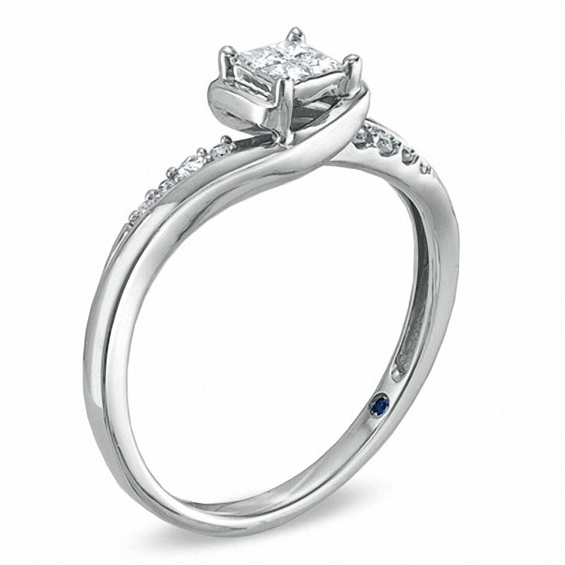 Main Image 2 of 0.20 CT. T.W. Quad Princess-Cut Diamond Promise Ring in 10K White Gold