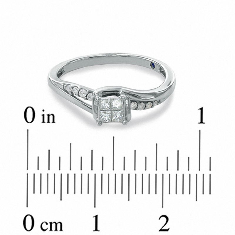 0.20 CT. T.W. Quad Princess-Cut Diamond Promise Ring in 10K White Gold