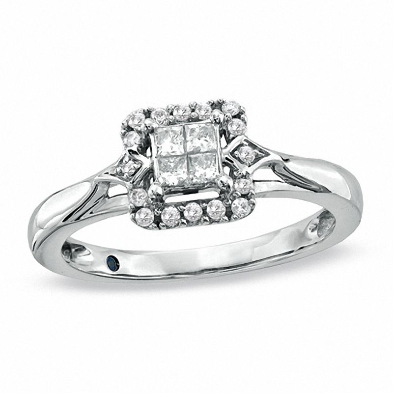 Main Image 1 of 0.25 CT. T.W. Quad Princess-Cut Diamond Promise Ring in 10K White Gold