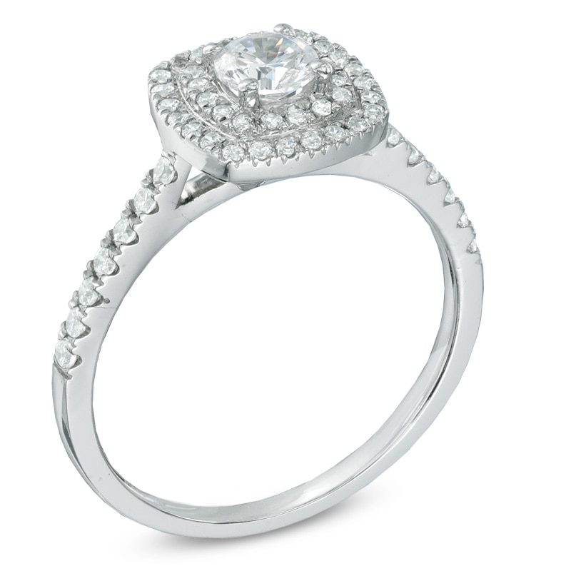 Main Image 2 of 0.71 CT. T.W. Certified Canadian Diamond Frame Engagement Ring in 14K White Gold (I/I1)