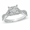 Thumbnail Image 1 of 0.75 CT. T.W. Diamond Cluster Criss-Cross Shank Engagement Ring in 14K White Gold
