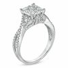 Thumbnail Image 2 of 0.75 CT. T.W. Diamond Cluster Criss-Cross Shank Engagement Ring in 14K White Gold