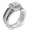 Thumbnail Image 1 of 0.95 CT. T.W. Princess-Cut Quad Diamond Frame Bridal Set in 14K White Gold