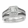 Thumbnail Image 0 of 1.00 CT. T.W. Enhanced Black and White Diamond Frame Bridal Set in 14K White Gold