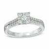 Thumbnail Image 1 of 0.45 CT. T.W. Diamond Square Cluster Engagement Ring in 14K White Gold