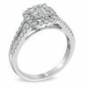 0.70 CT. T.W. Diamond Cluster Split Shank Engagement Ring in 14K White Gold