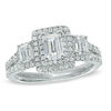 Thumbnail Image 0 of Vera Wang Love Collection 1.30 CT. T.W. Emerald-Cut Diamond Three Stone Engagement Ring in 14K White Gold
