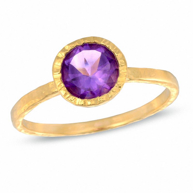 Piara™ 7.0mm Amethyst Ring in Sterling Silver with 18K Gold Plate|Peoples Jewellers