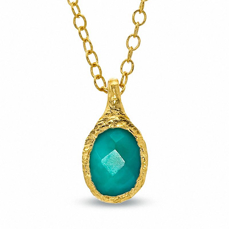 Piara™ Oval Turquoise Pendant in Sterling Silver with 18K Gold Plate - 17.5"