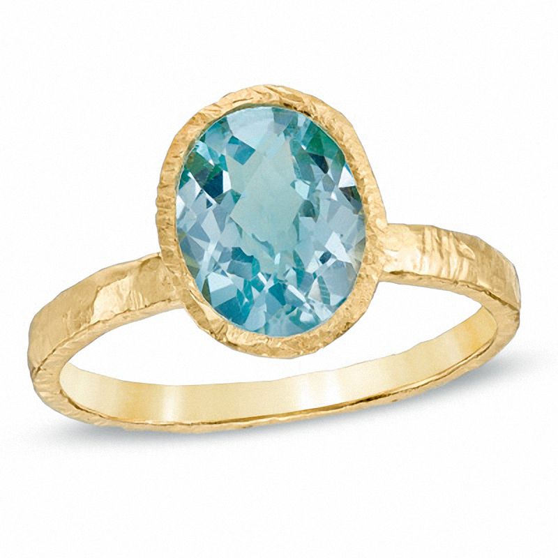 Piara™ Oval Blue Topaz Ring in Sterling Silver with 18K Gold Plate
