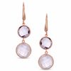 Thumbnail Image 1 of Piara™ Rose Quartz and Amethyst Drop Earrings in Sterling Silver with 18K Rose Gold Plate
