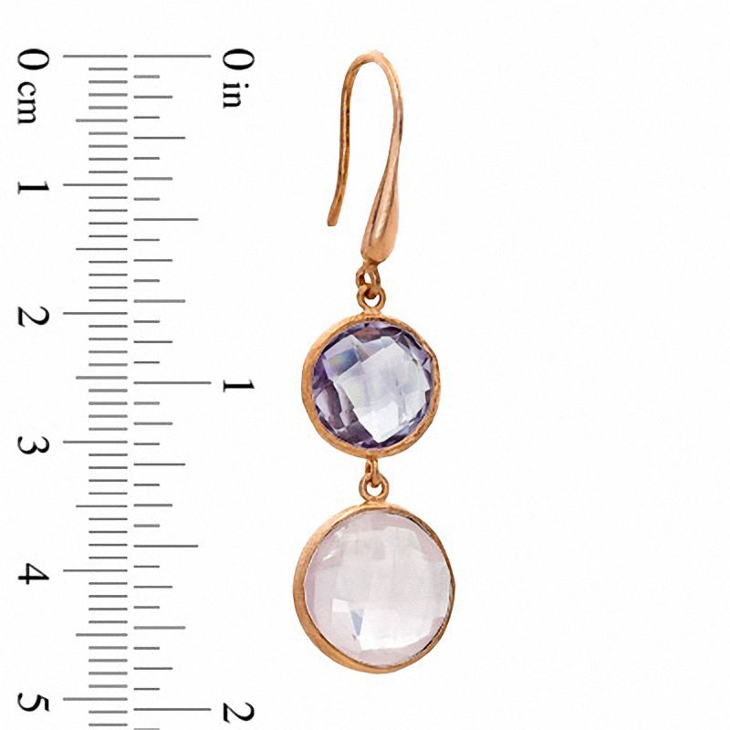 Main Image 2 of Piara™ Rose Quartz and Amethyst Drop Earrings in Sterling Silver with 18K Rose Gold Plate