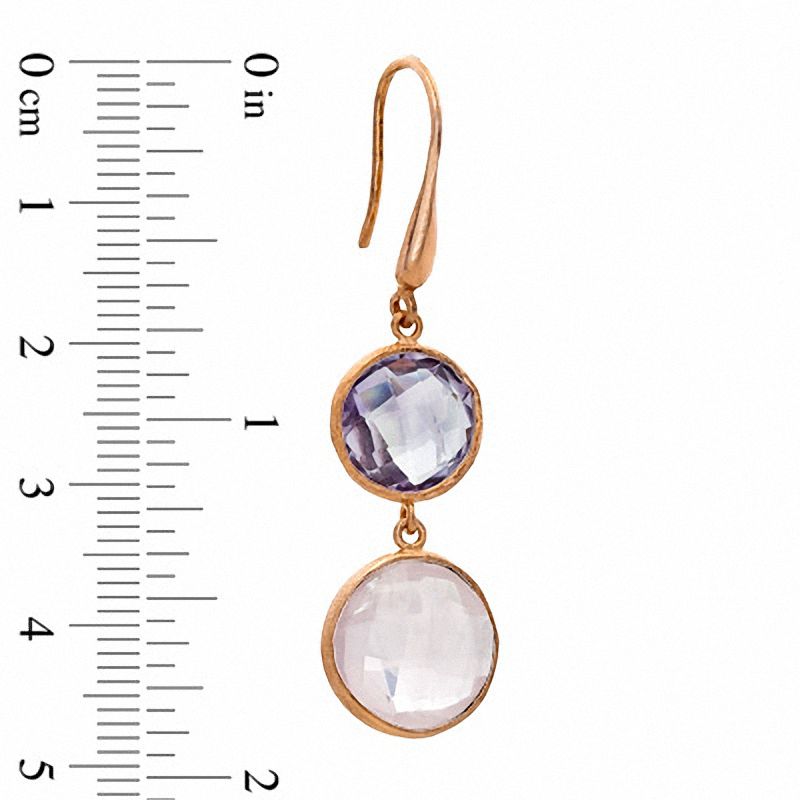 Piara™ Rose Quartz and Amethyst Drop Earrings in Sterling Silver with 18K Rose Gold Plate