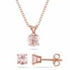 Thumbnail Image 1 of Morganite Pendant and Earrings Set in Rose Rhodium Sterling Silver