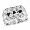 Thumbnail Image 1 of Men's 0.25 CT. T.W. Enhanced Black and White Diamond Ring in 10K White Gold