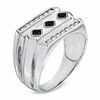 Thumbnail Image 1 of Men's 0.25 CT. T.W. Enhanced Black and White Diamond Ring in 10K White Gold