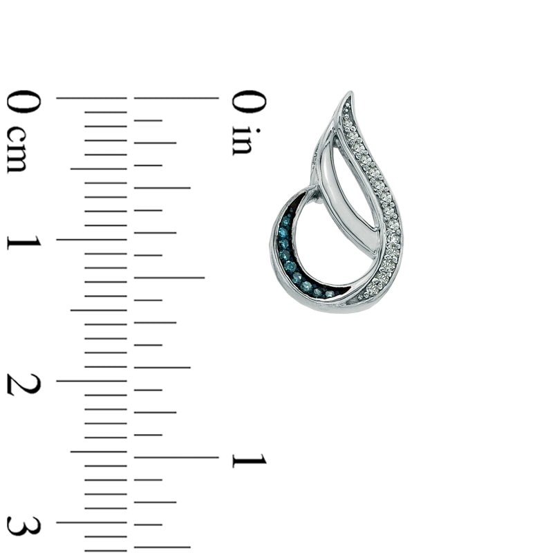 0.15 CT. T.W. Enhanced Black and White Diamond Flame Drop Earrings in Sterling Silver