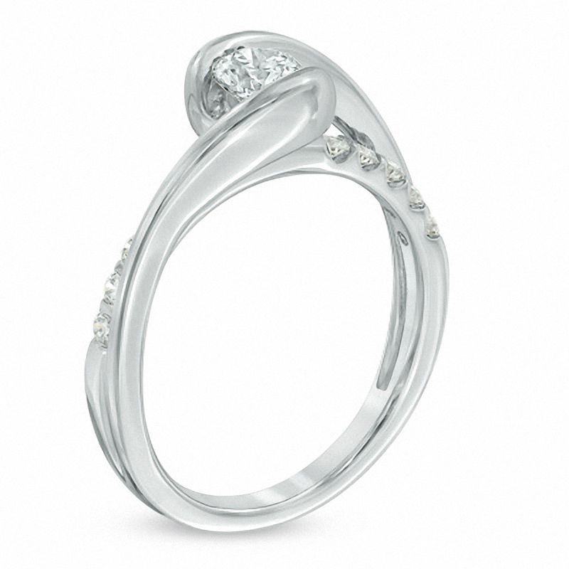 Main Image 2 of Sirena™ 0.58 CT. T.W. Diamond Bypass Engagement Ring in 14K White Gold