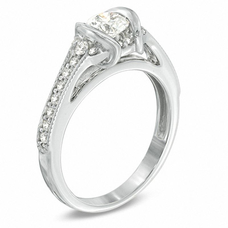 Main Image 2 of Sirena™ 0.83 CT. T.W. Diamond Vintage-Style Engagement Ring in 14K White Gold