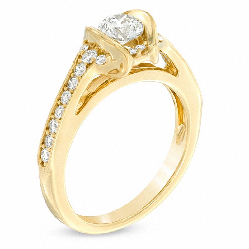 Main Image 2 of Sirena™ 0.83 CT. T.W. Diamond Split Shank Engagement Ring in 14K Gold
