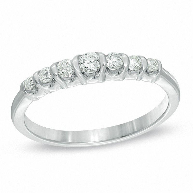 Sirena™ 0.25 CT. T.W. Diamond Seven Stone Wedding Band in 14K White Gold