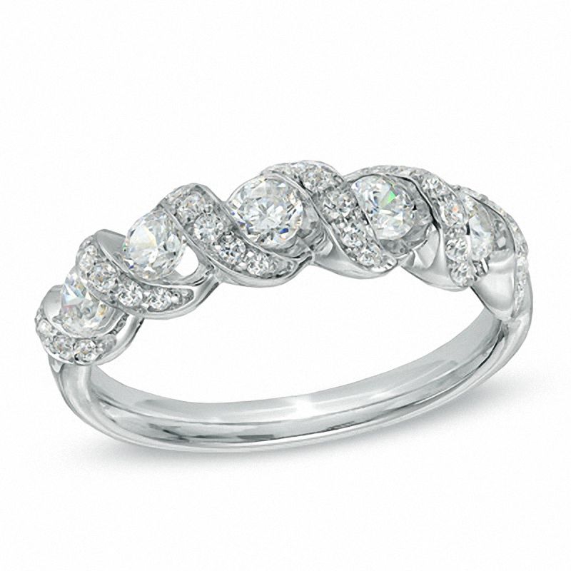 0.70 CT. T.W. Diamond Cascading Anniversary Band in 14K White Gold