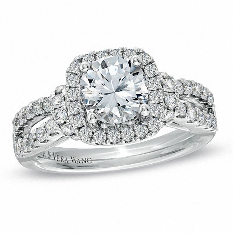 Vera Wang Love Collection 1.95 CT. T.W. Diamond Split Shank Engagement Ring in 14K White Gold|Peoples Jewellers