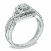 Thumbnail Image 1 of 0.45 CT. T.W. Diamond Square Cluster Twist Shank Bridal Set in 10K White Gold
