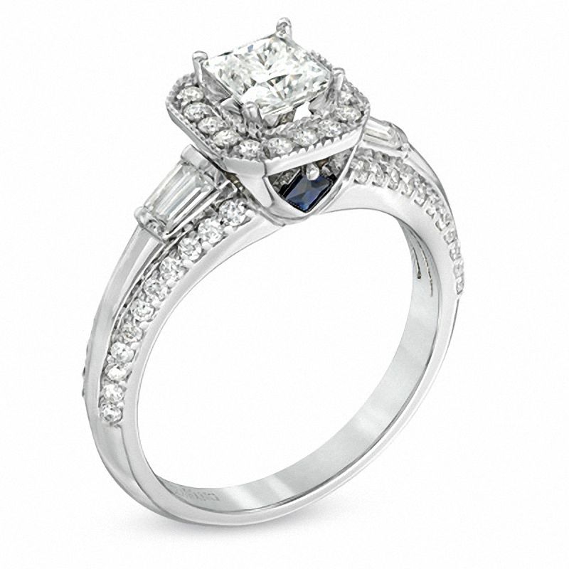 Vera Wang Love Collection 0.95 CT. T.W. Princess-Cut Diamond Edge Engagement Ring in 14K White Gold|Peoples Jewellers