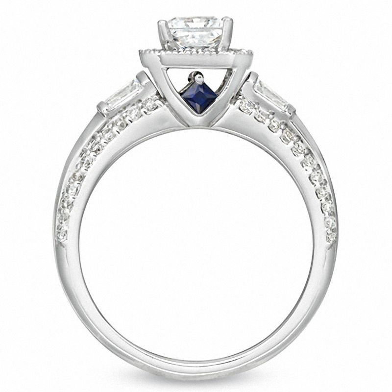 Vera Wang Love Collection 0.95 CT. T.W. Princess-Cut Diamond Edge Engagement Ring in 14K White Gold