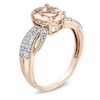 Oval Morganite and Lab-Created White Sapphire Ribbon Ring in 10K Rose Gold