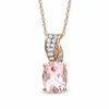 Thumbnail Image 0 of Oval Morganite and Lab-Created White Sapphire Ribbon Pendant in 10K Rose Gold